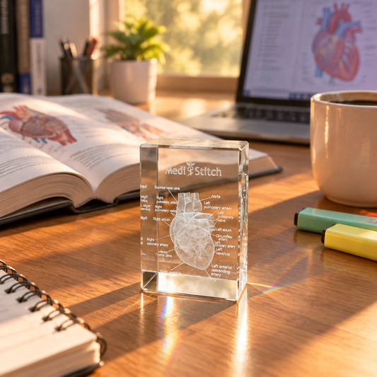 Glazen kristal met 3D gegraveerd hart