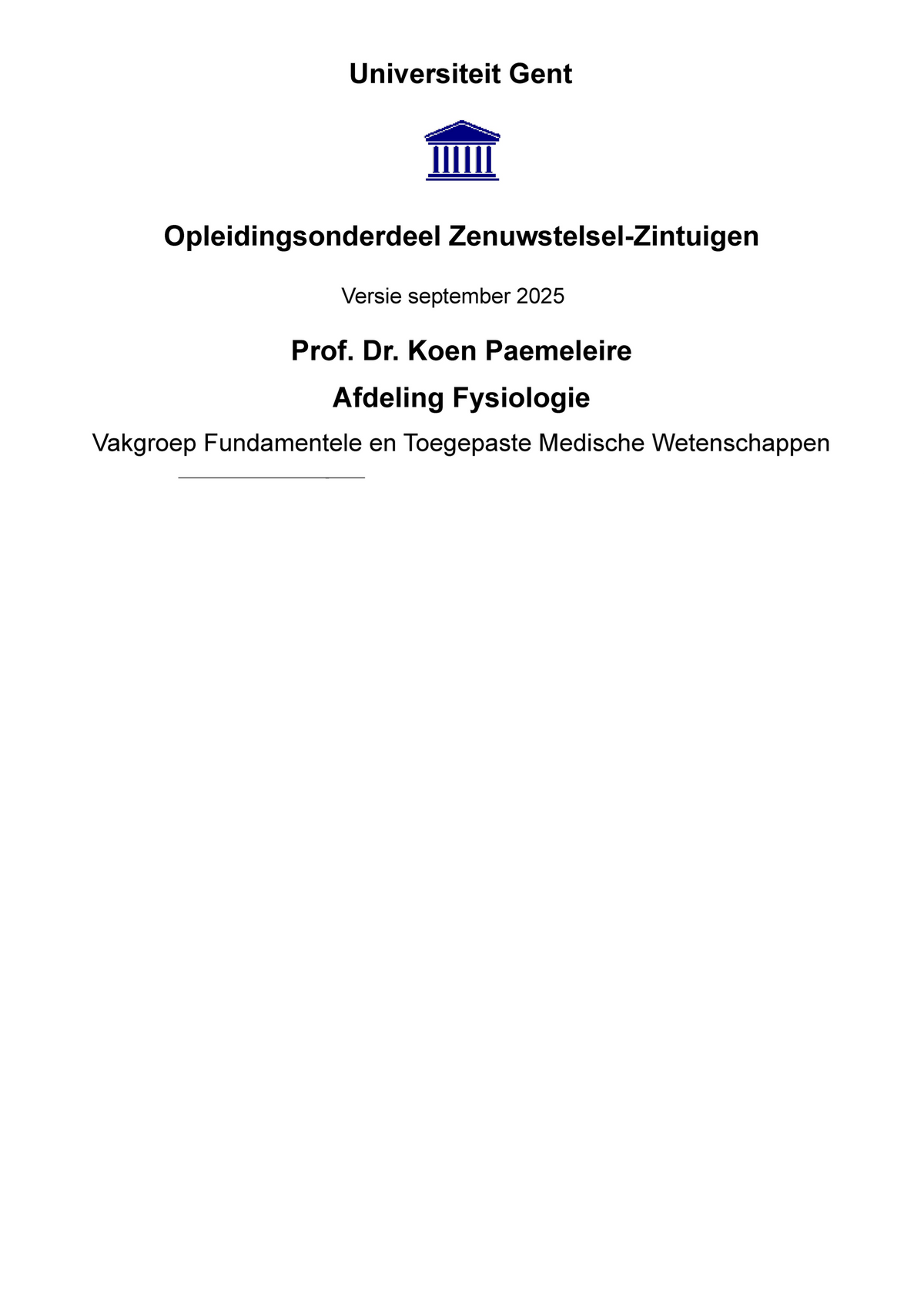2e Bachelor: Zenuwstelsel en zintuigen (fysiologie)