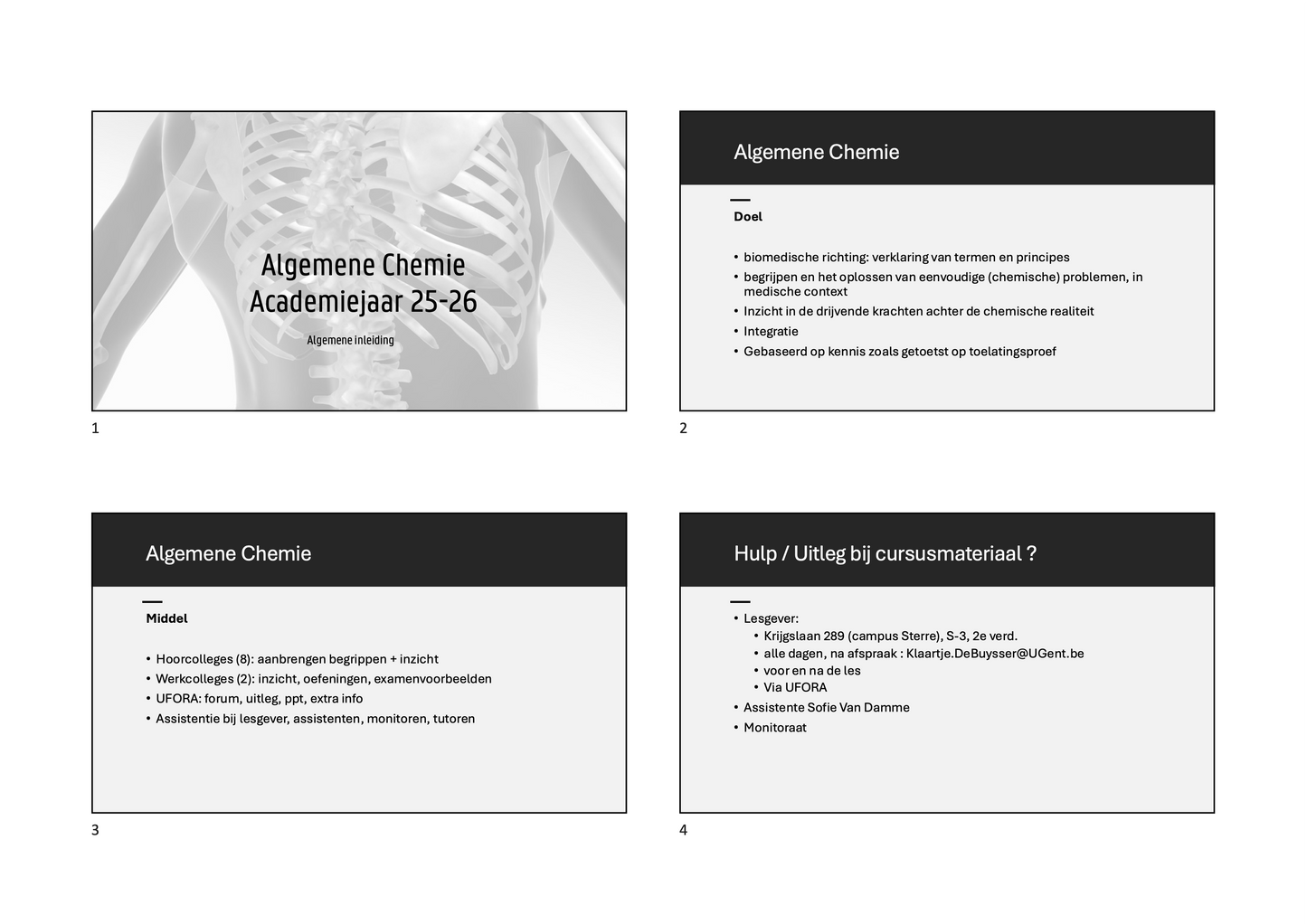 1e Bachelor: Cel I (algemene chemie - dia's)